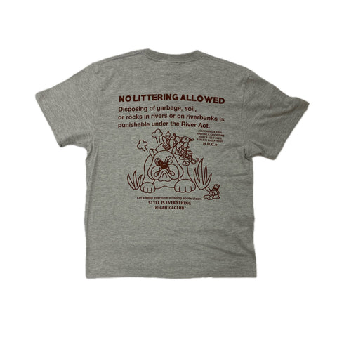 髭髭倶楽部 / Lets keep clean TEE [Mix Gray]
